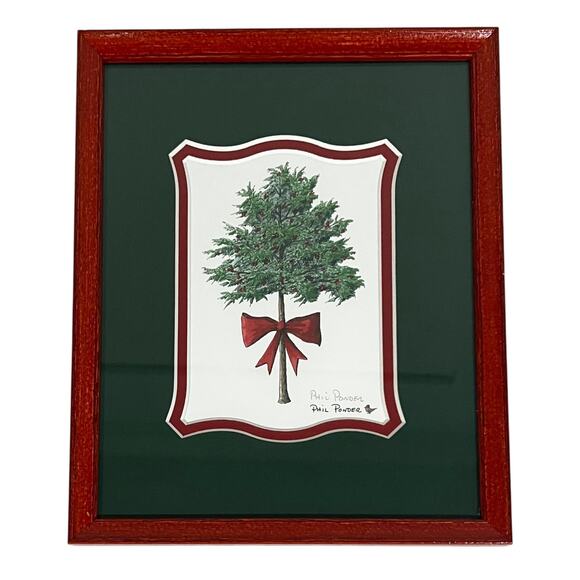 Phil Ponder Nashville Artist Christmas Tree Art Matted Framed Signed RARE